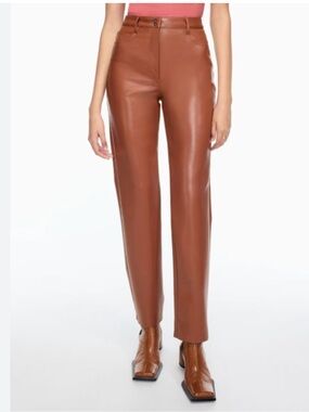 Aritzia Wilfred The Melina™Super High-Rise Pant Brown Vegan Leather straight leg